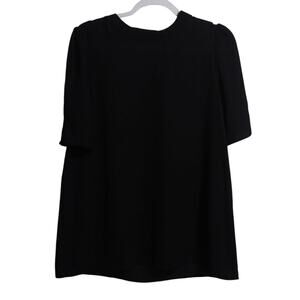 Karl Lagerfeld Black Chiffon Short Sleeve Blouse Top Career Office Size M